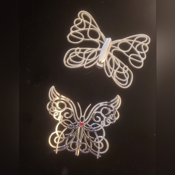 2pc Vintage Neiman Marcus Silver Butterfly Clips. - Picture 2 of 15